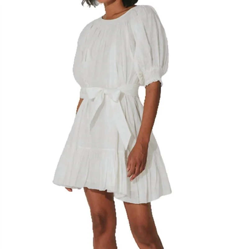 Romantic Chic Deals Flowy Fabric Ada Mini Dress In Ivory