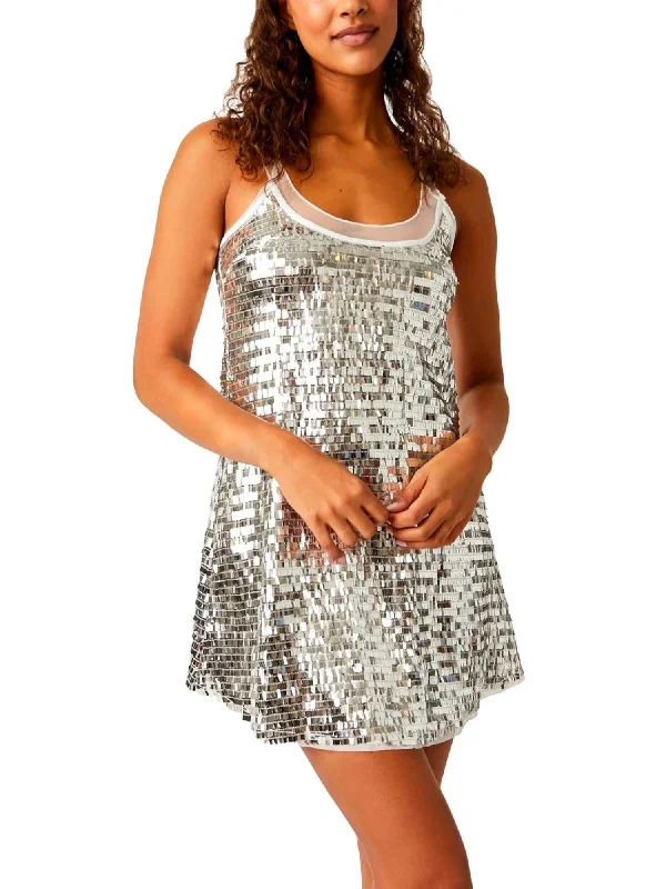 Refined Fashion Sale Elegant Details Disco Fever Mini Dress In Silver