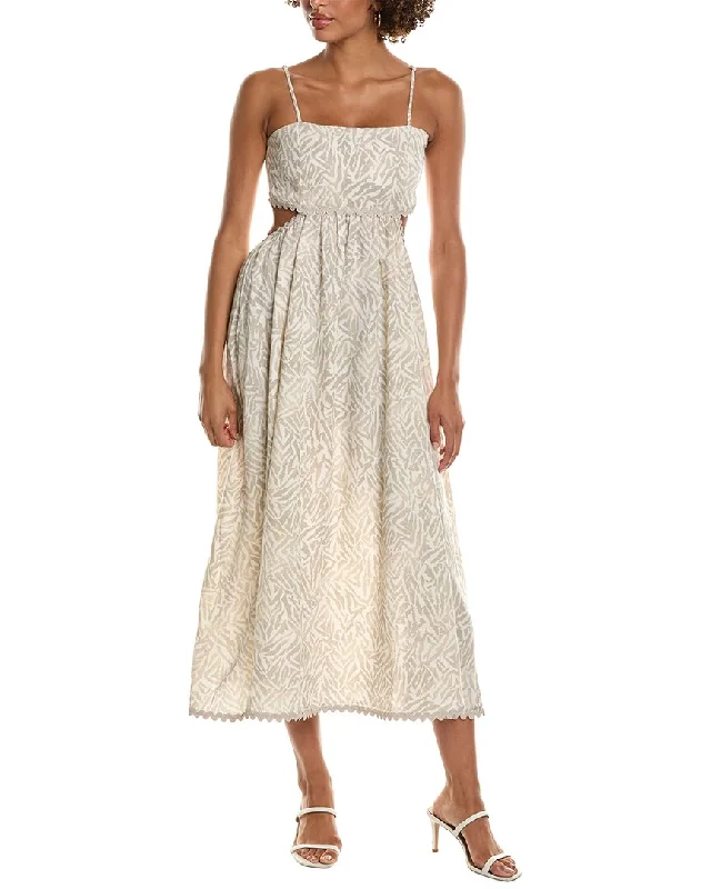 Hot Deals Feminine Elegance Rachel Parcell Scalloped Linen-Blend Mini Dress