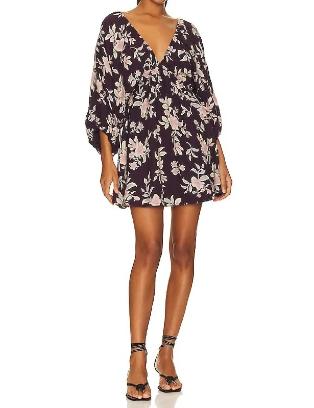 Contemporary Chic Promotions Dreamy Aesthetic Portia Mini Dress In Black Cherry