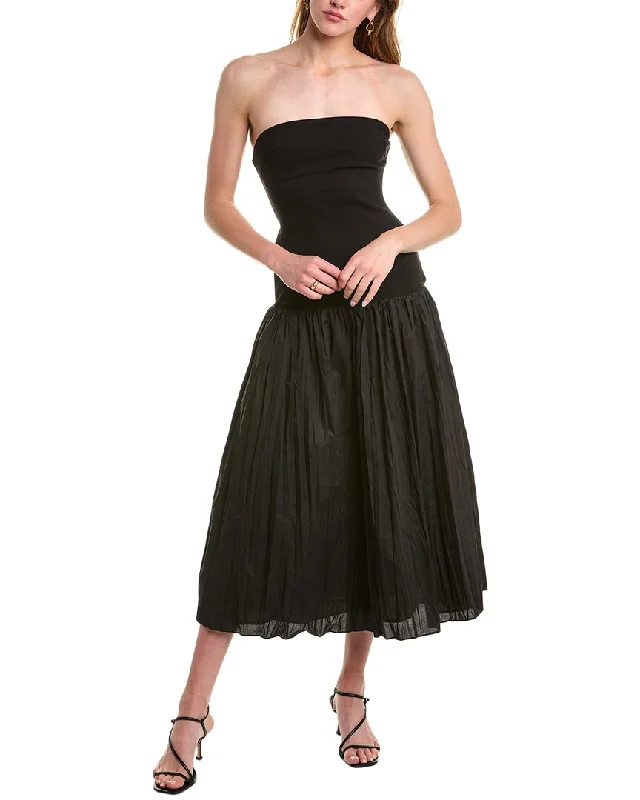 Step Ahead, Lead The Trend Sophisticated Cut Nicholas Jaxon Drop Waist Broomstick Pleated Midi Dress