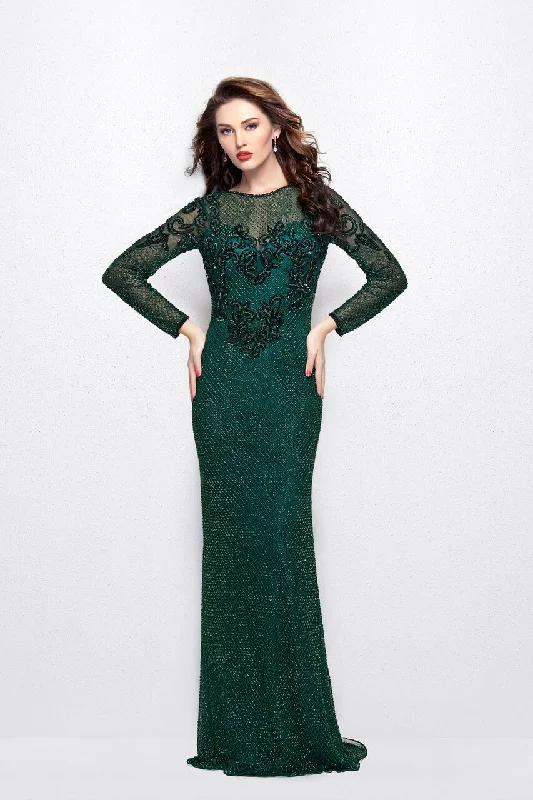 Hurry Before It'S Gone Effortless Sophistication Primavera Couture 3051 size 4 Forest Green Sheer Beaded Long Sleeve Dress Formal Evening