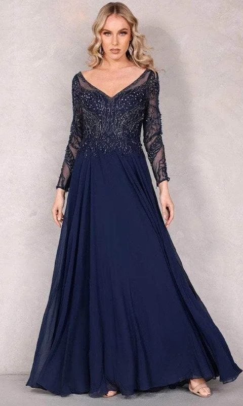 Timeless Style Promotions Subtle Sophistication Terani Couture 1921M0494 - Long Sleeve V-Neck Long Dress