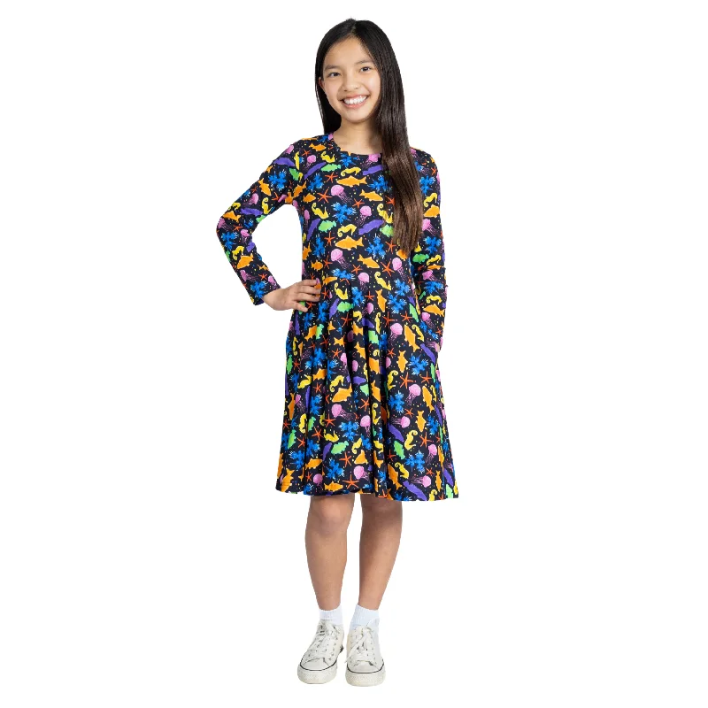 Unbeatable Prices Save On Classic Elegant Styles Colorful Sea Long Sleeve Kids Twirl Dress