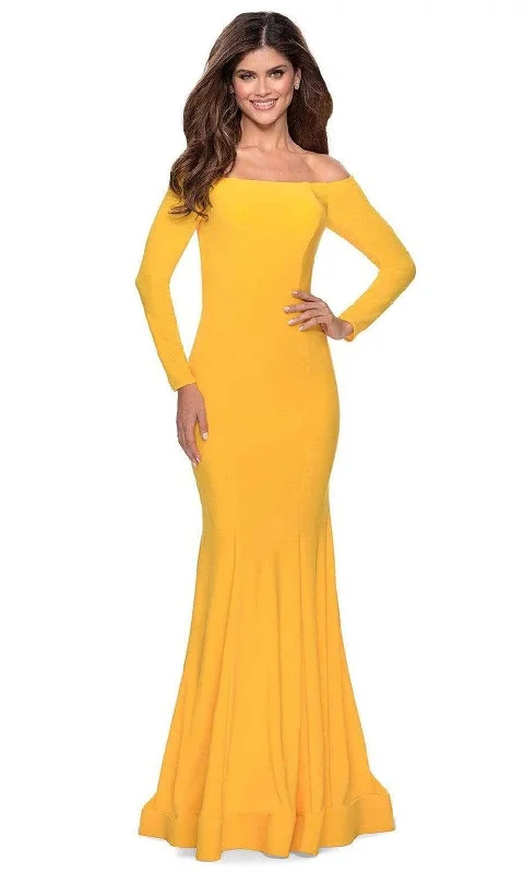 Weekend Exclusive Final Clearance La Femme - Off Shoulder Long Sleeve Trumpet Dress 28754SC