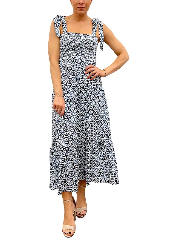 Big Discounts Contemporary Elegance Womens Smocked Polyester Midi Dress