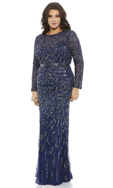 Premium Fashion Romantic Date - Night Ensemble Mac Duggal 5519 - Bedazzled Long Sleeve Evening Dress