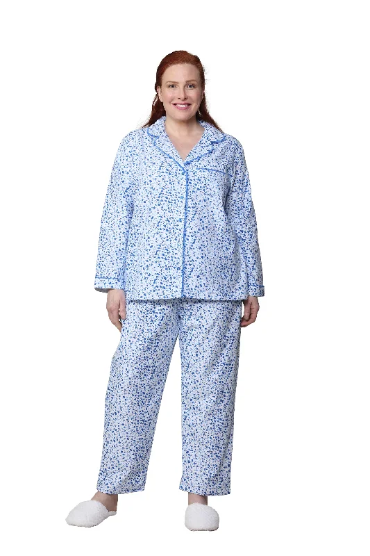 The Latest Fashion Trends Romantic Detailing Plus Size Flannel Long Sleeve Pajama Set