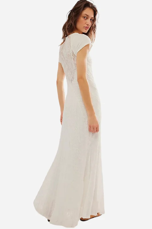 Stylish Looks Contemporary Elegance Free People Cypress Lace Maxi Dress in Optic White