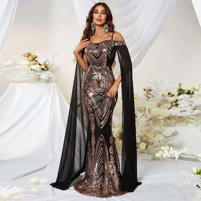 Hot Picks Timeless Elegant Maxine Sequined Embellished Off Shoulder Gown