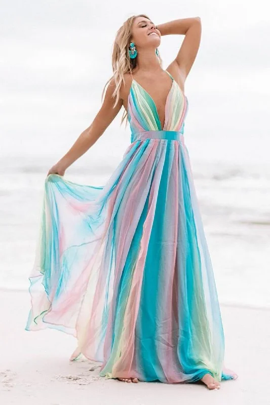 Unbeatable Deals Minimalist Chic Edith Sexy Chiffon Colorful Sleeveless Gown