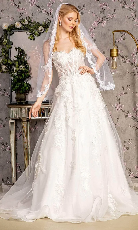 Fashion-Forward Offers Playful Elegance GLS by Gloria Bridal GL3448 - Side Capes A-Line Wedding Dress