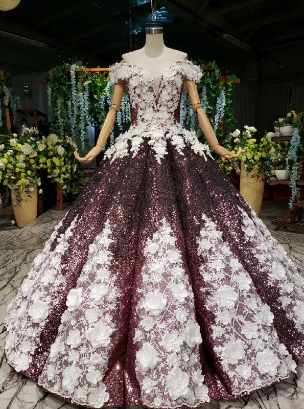 Best Sellers Fashion-Forward Style Off-Shoulder Quinceanera Dresses Prom Dresses Ball Gown With 3D Appliques PO148