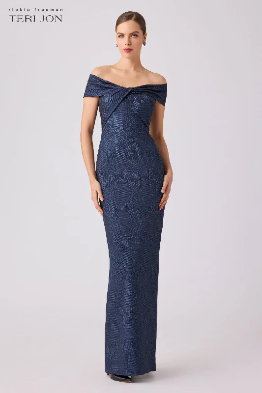 Refined Fashion Sale Vintage Elegance Shimmer Jacquard Twist Gown