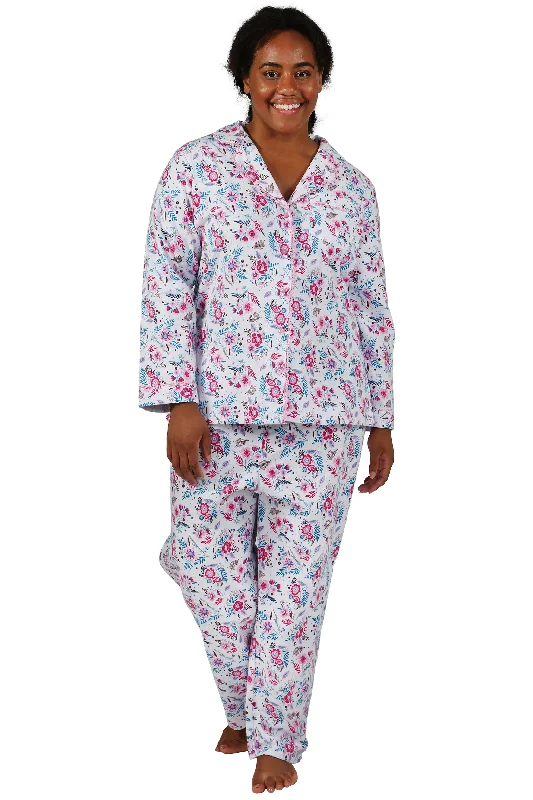 Trendy Pulse Vintage Elegance Flannel Long Sleeve Plus Size Pajama Set