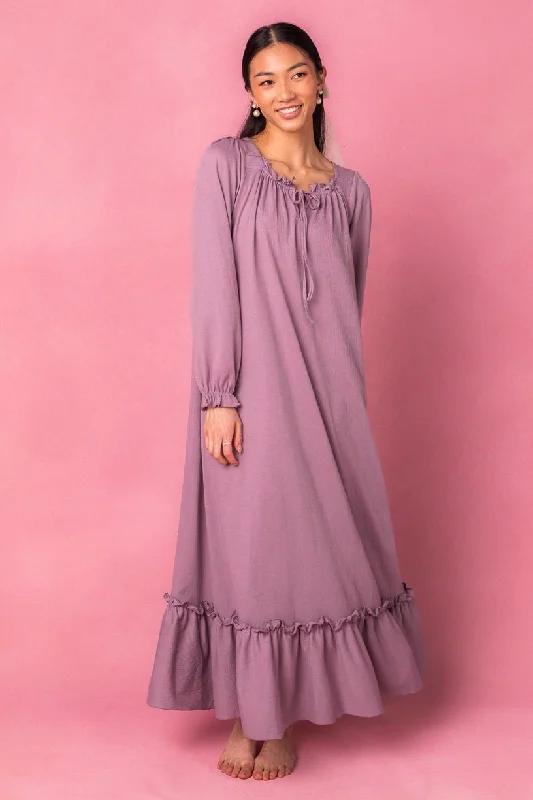 Winter Warehouse Sale Effortless Comfort Petra Long Sleeve Dress in Purple - FINAL SALE