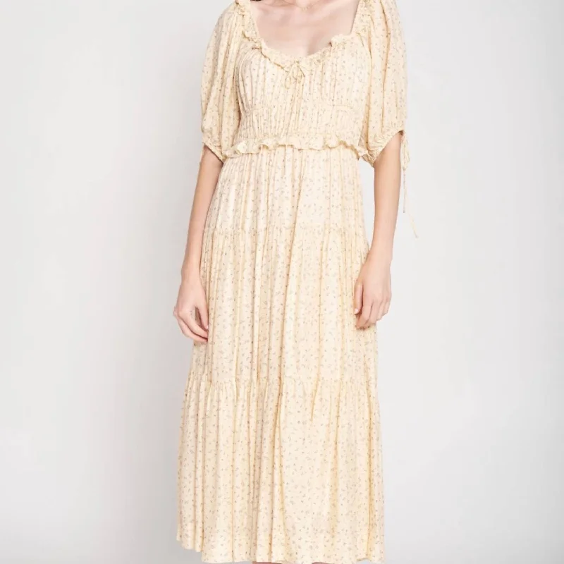 Style Upgrade Vintage Elegance Maci Midi Dress In Yellow