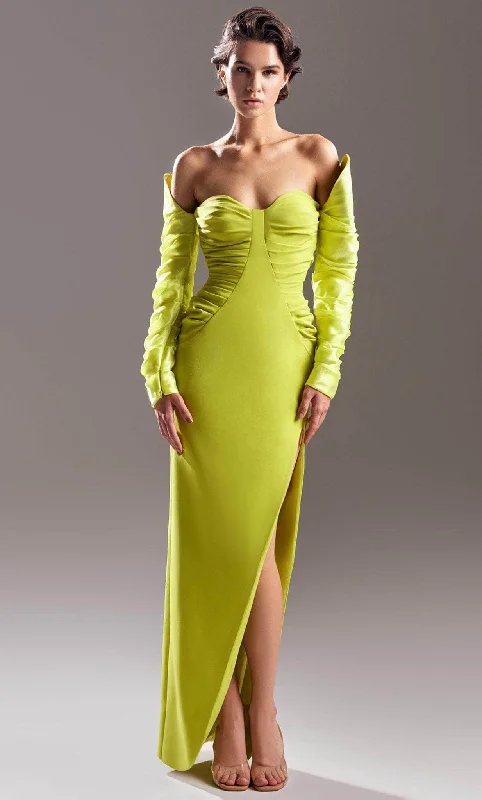 Vibrant Style Promotions Minimalist Elegant MNM Couture G1537 - Long Sleeve Sweetheart Neck Prom Dress