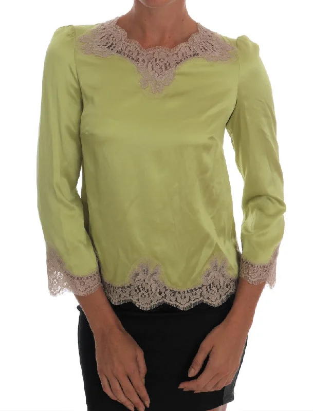 Urban Elegance Deals Effortless Comfort Dolce & Gabbana Elegant Floral Lace Silk Blouse