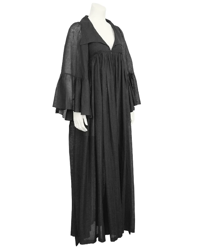 Seasonal Fashion Fashion-Forward Style Black Cotton Hostess Gown