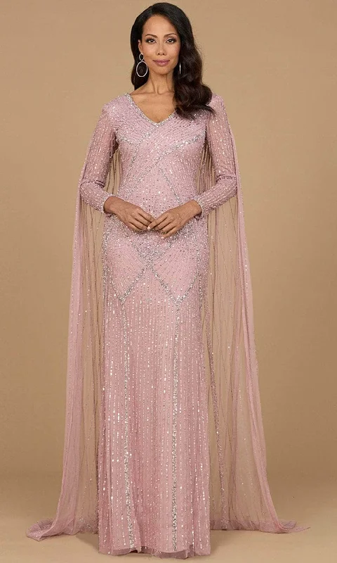 Summer Fashion Fashion-Forward Style Lara Dresses 28956 - Long Sleeve Beaded Evening Dress with Cape