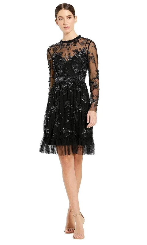 Find Your Unique Flair Parisian Effortless Chic Style Mac Duggal 9140 - Embellished Long Sleeve Cocktail Dress