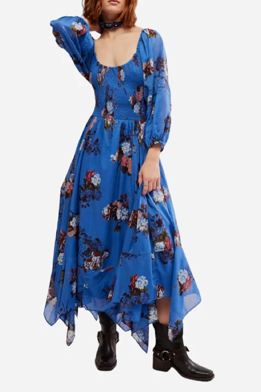 Cool Prices Feminine Grace Free People Morning Glory Maxi Dress in Dutch Blue Combo