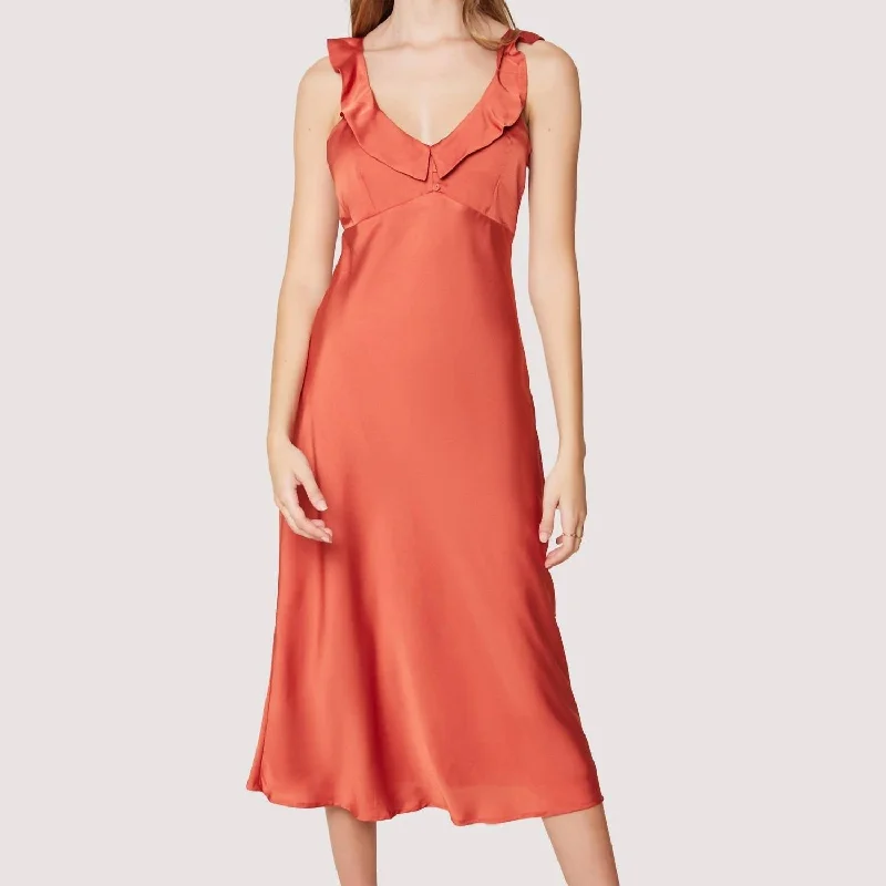 Fashion Deal Effortless Comfort Vermilion Moon Midi Dress In Ora