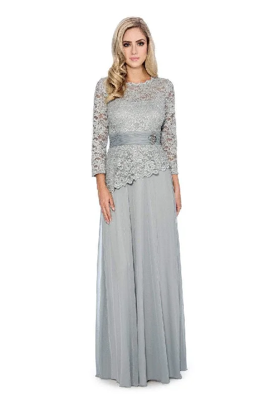 Chic Style, Always In Vogue Tropical Island - Inspired Attire Decode 1.8 - Long Sleeve Lace Peplum Evening Dress 184004 - 1 pc Sage In Size 2 Available