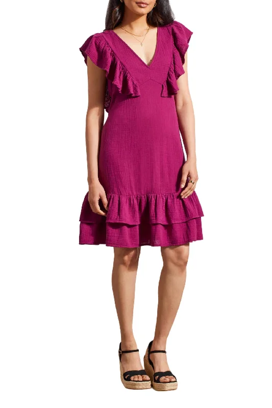 On-Trend Fashion Offers Ethnic Cultural Event Wear Gauze Midi Dress In Plum