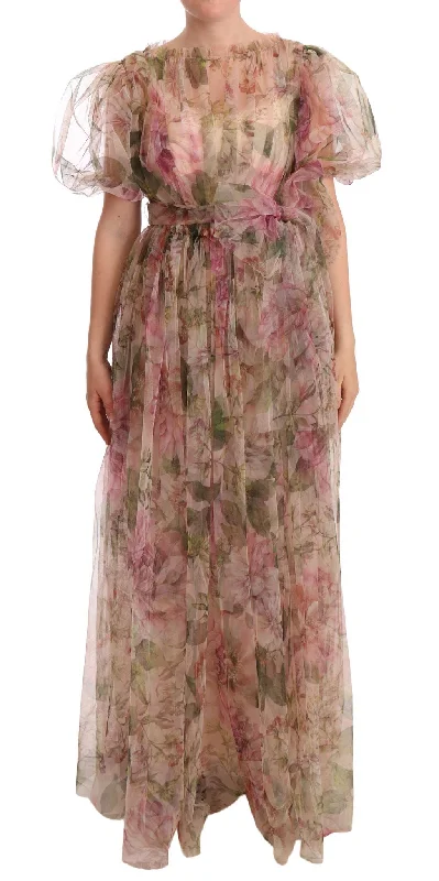 Exclusive Fashion Deals Nordic Minimalist Home Look Dolce & Gabbana Floral Print Nylon Maxi Dress