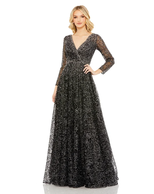 Classic Modern Offers Romantic Flair Mac Duggal 20372 Long Sleeve Formal Evening Dress