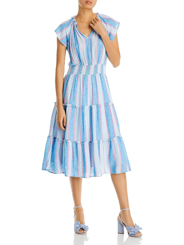 Stylish Deals Modern Romance Womens Smocked Cotton Midi Dress