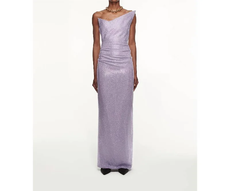 Seasonal Style Discounts Graceful Movement Diamante Asymmetric Maxi Dress In Lilac