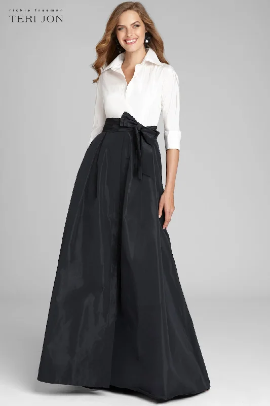 Vintage Style Deals Feminine Elegant 3/4 Sleeve Taffeta Shirt Waist Color Block Gown