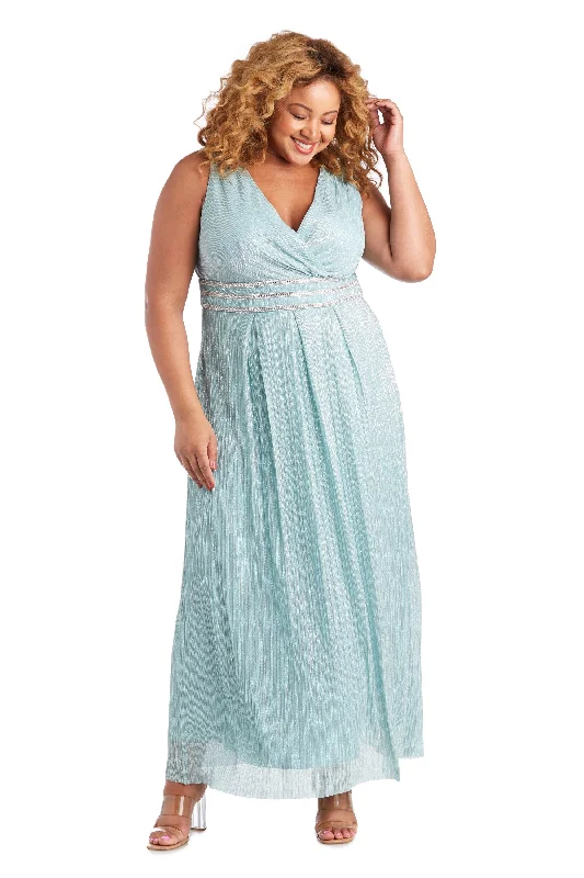 Hot Items Feminine Allure Plus size Sleeveless Crinkle Rhinestone Waist Gown- Evening Gown