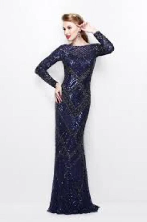 Limited Time Offers Graceful Movement Primavera Couture 1737 Size 18, 24 Midnight Long Sleeve Beaded Formal Evening Dress