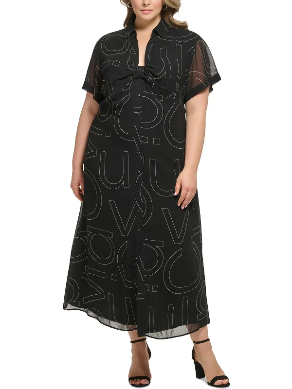 Best Deals Of The Season Playful Elegance Plus Womens Printed Polyester Midi Dress