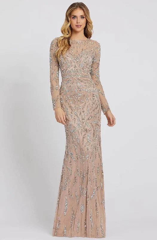 Laid-Back Fashion Offers Feminine Elegant Mac Duggal Evening - 5124D Long Sleeves Sequin Embellished Evening Dress