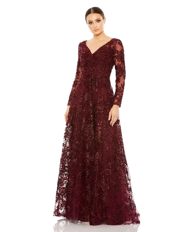 Popular Collection Luxury Style Mac Duggal 20409 Long Sleeve Formal Lace Dress