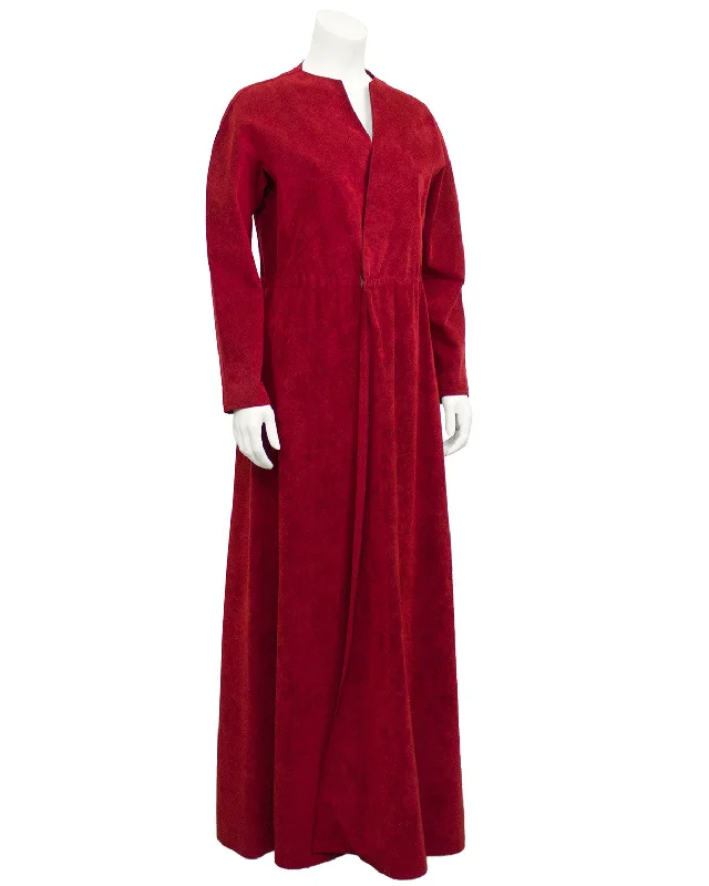 Fashionista Favorites Vintage Retro Party Wear Red Ultra Suede Gown