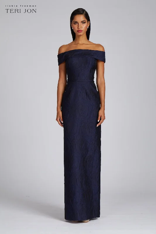 Affordable Luxury Fashion Effortless Comfort Off The Shoulder Jacquard Gown