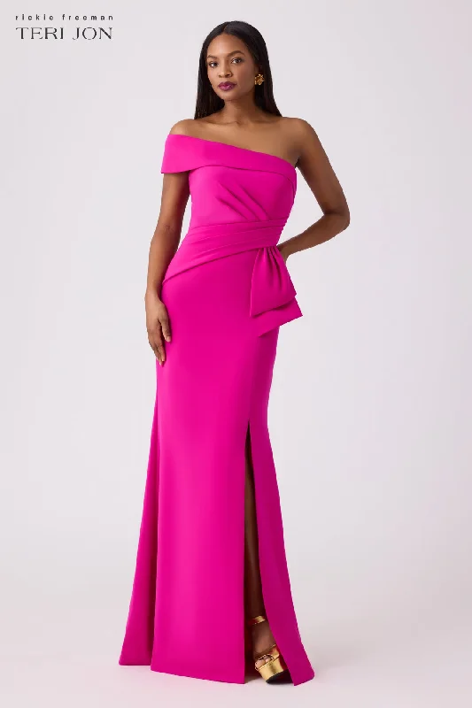 Classy Style Discounts Subtle Sophistication Hot Pink Stretch Crepe Evening Gown