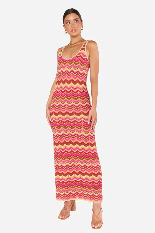 Summer Fashion Minimalist Office - Ready Style Show Me Your Mumu Tala Tank Maxi Dress in Horizon Stripe Knit