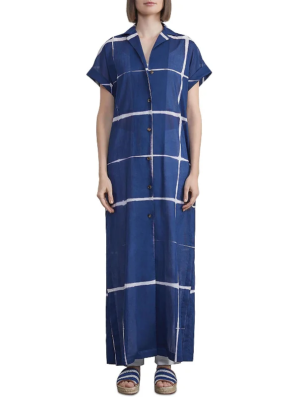 Street Style Discounts Classic Appeal Womens Cotton Button-Down Maxi Dress