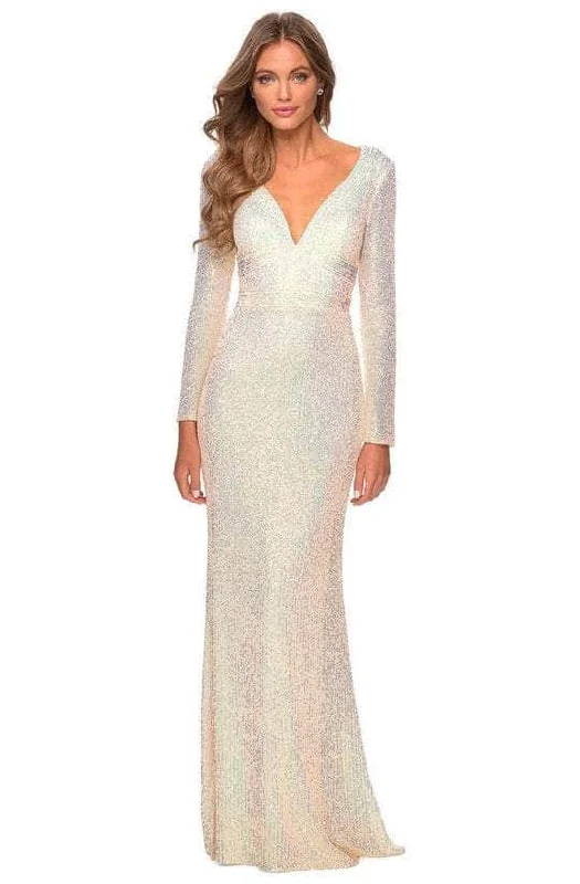 Contemporary Chic Promotions Elegant Attire La Femme - Sequined Long Sleeve Prom Dress 28743SC - 1 pc Champagne In Size 6 Available