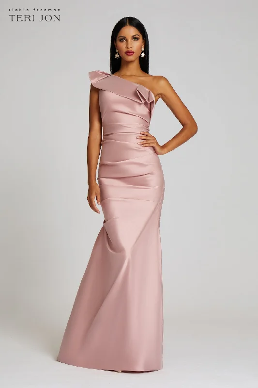 Fashion Sale Chic Sophistication One Shoulder Pleat Draped Stretch Taffeta Gown