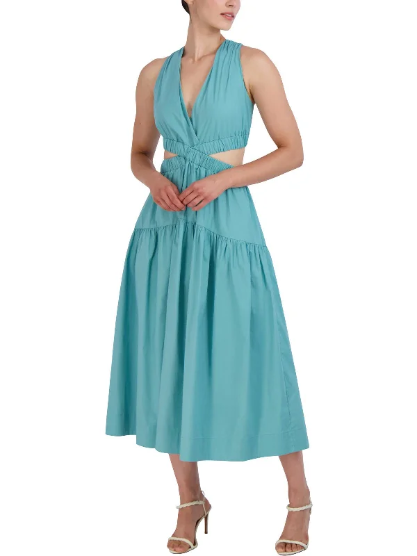 Comfortable Chic Luxe Layering Womens Cut-Out Sleeveless Midi Dress
