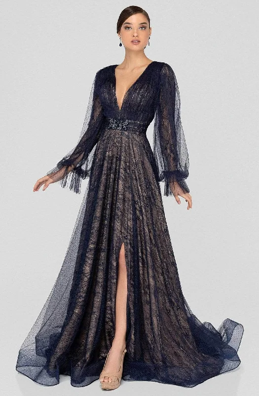 Statement Fashion Offers Elegant Ensemble Terani Couture 1913M9414 - Long Sleeve Flowy Formal Dress