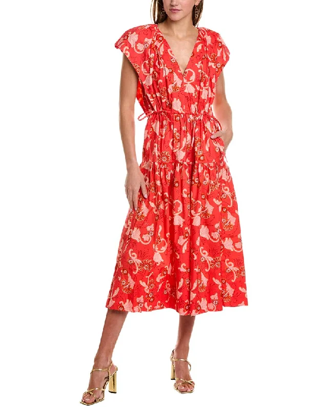Playful Fashion Offers Flowy Fabric A.L.C. August Midi Dress